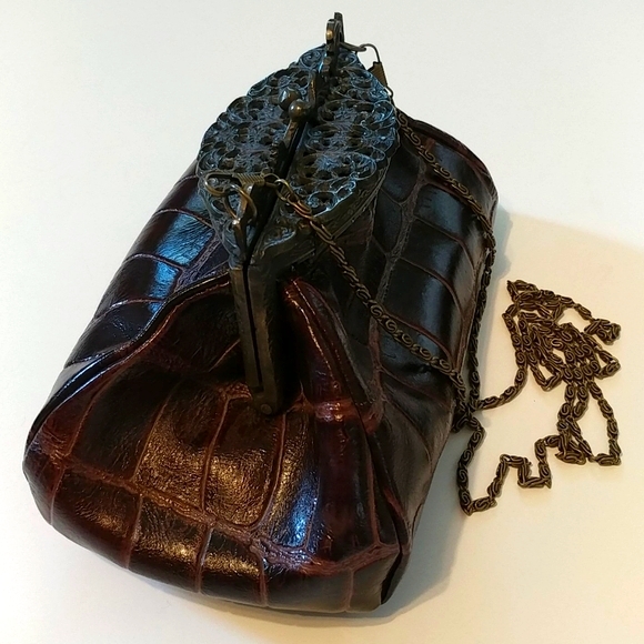 Browns Couture Leather Crossbody Clutch Purse - Picture 9 of 13